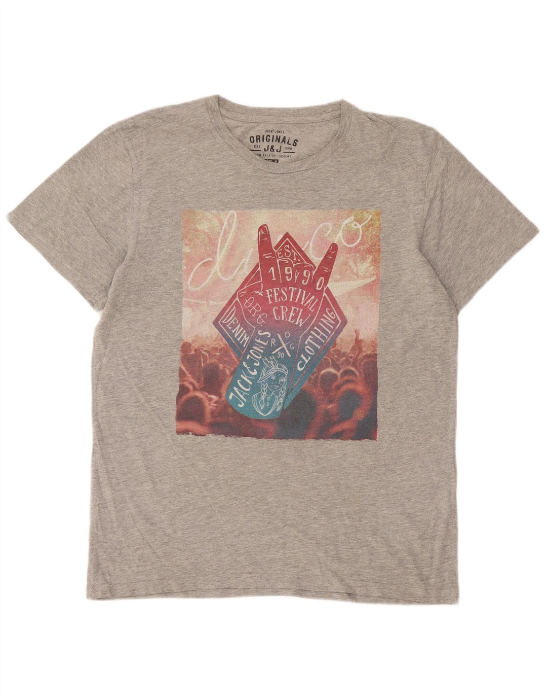 Jack & Jones Hombre Camiseta Gráfica Top Gris Medio