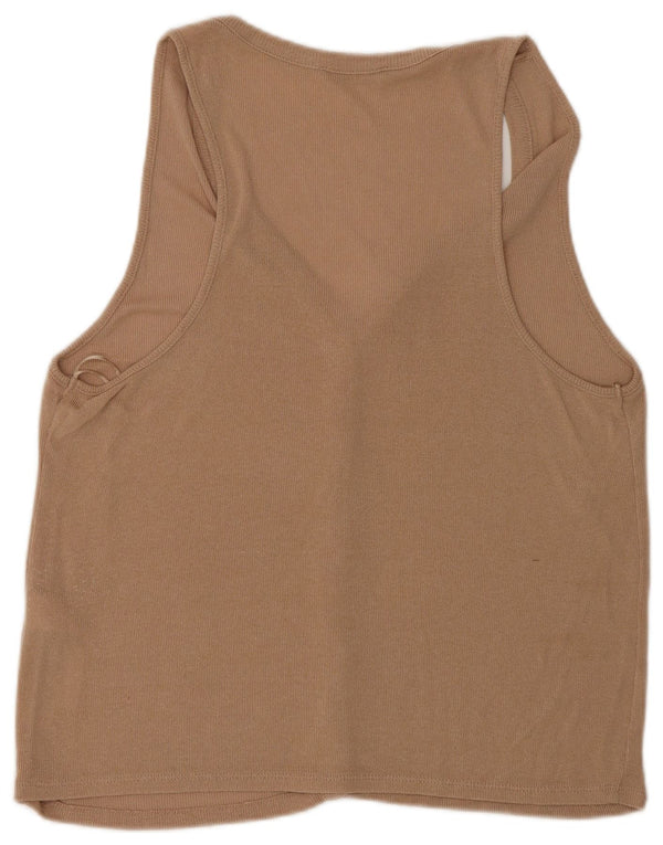 Zara Mujer Cárdigan Sin Mangas Top UK 44 Large Viscosa Beige