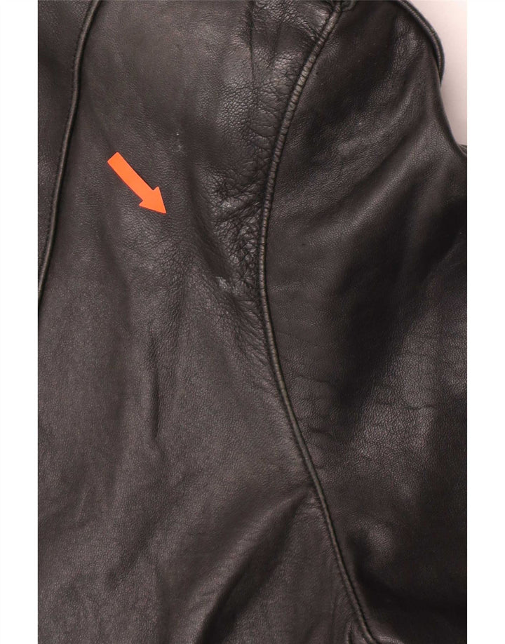 Vintage mujer cuero biker chaqueta EU 40 medio negro