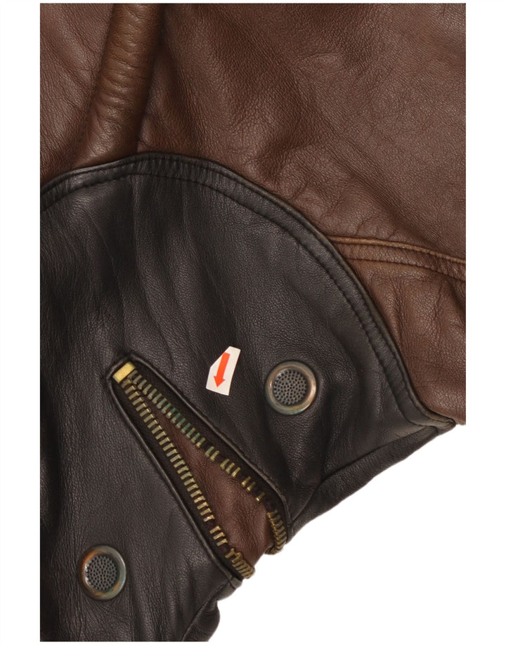 Chaqueta de cuero vintage para hombre IT 52 XL cuero marrón