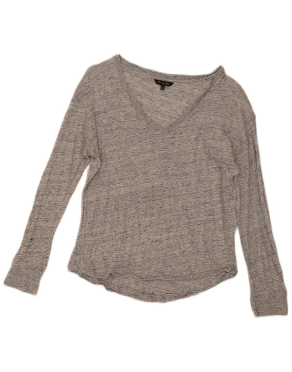 Massimo Dutti Top Mujer Manga Larga UK 42 Gris Medio Moteado