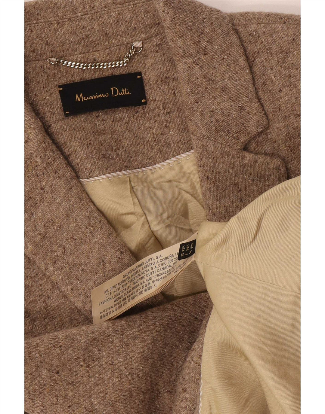 Massimo Dutti Chaqueta Blazer De 2 Botones Mujer EU 38 Small Beige Lana Moteada