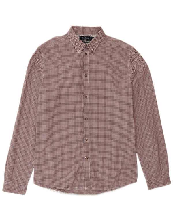 Paul Smith Camisa de corte entallado para hombre de algodón a cuadros rojos pequeños