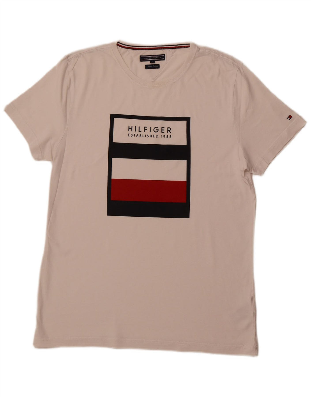 TOMMY HILFIGER Camiseta gráfica para hombre Top grande de algodón blanco
