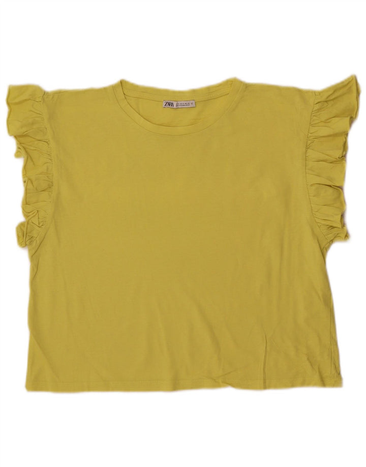Zara Mujer Crop Blusa Top UK 10 Small Amarillo