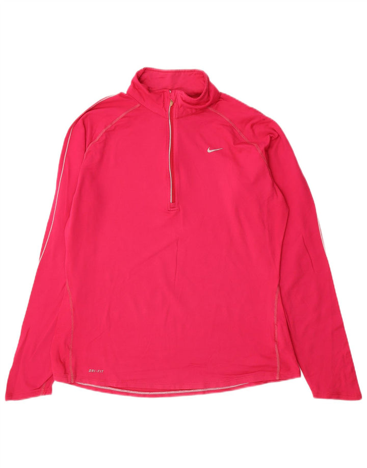 Nike Dri Fit - Chándal con cremallera y cuello para mujer, talla grande, nailon rosa