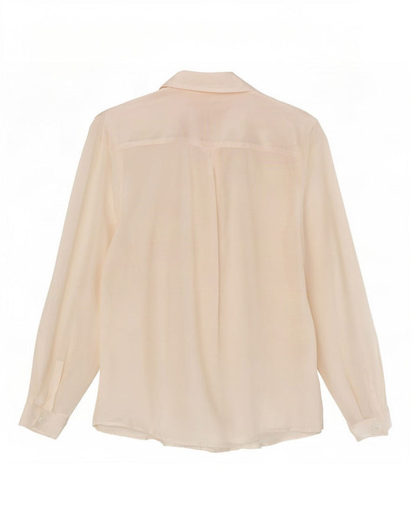Vintage Womens Shirt Blouse UK 12 Medium Off White Silk