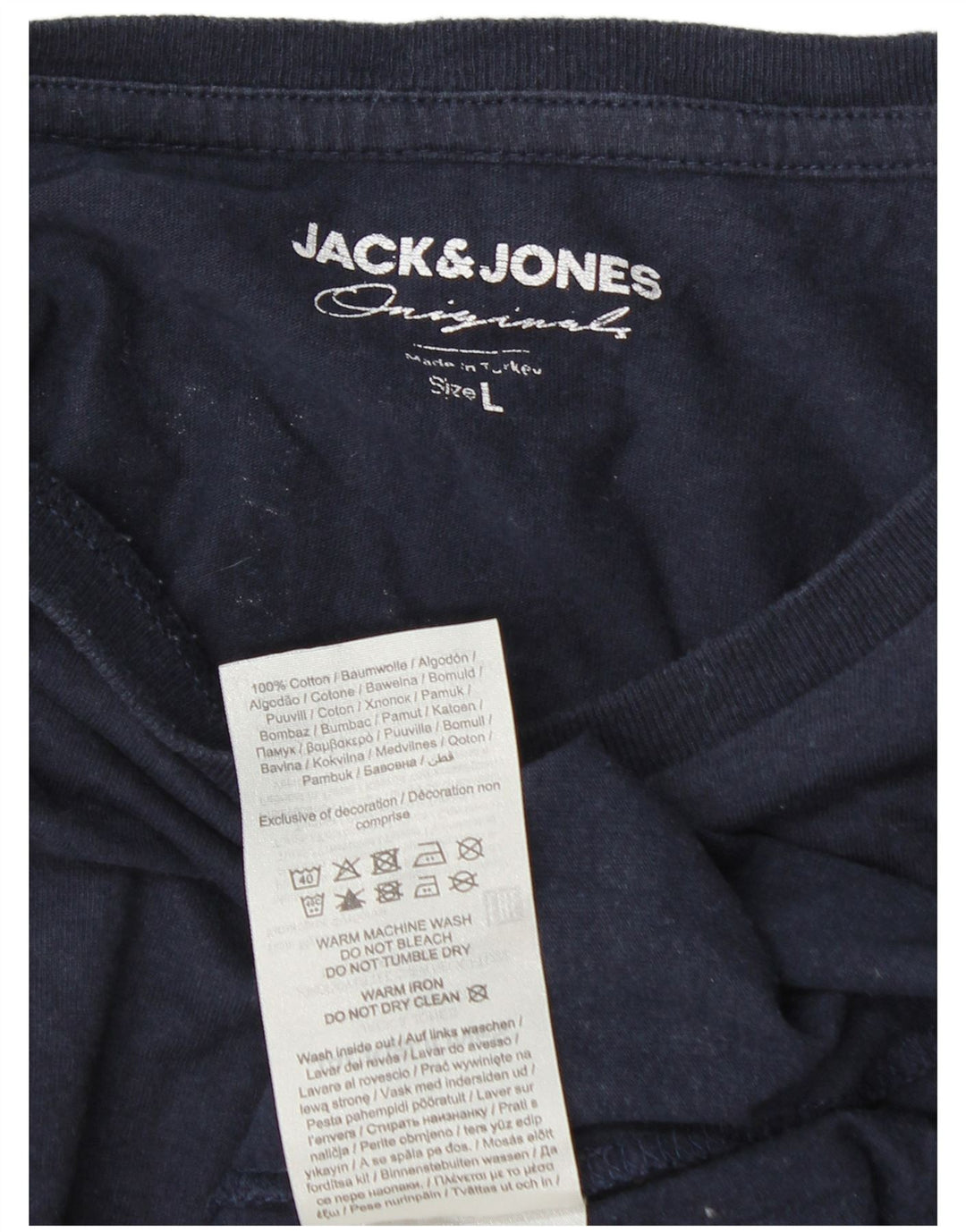 Jack & Jones Mens Graphic Top Manga Larga Grande Azul Marino Algodón