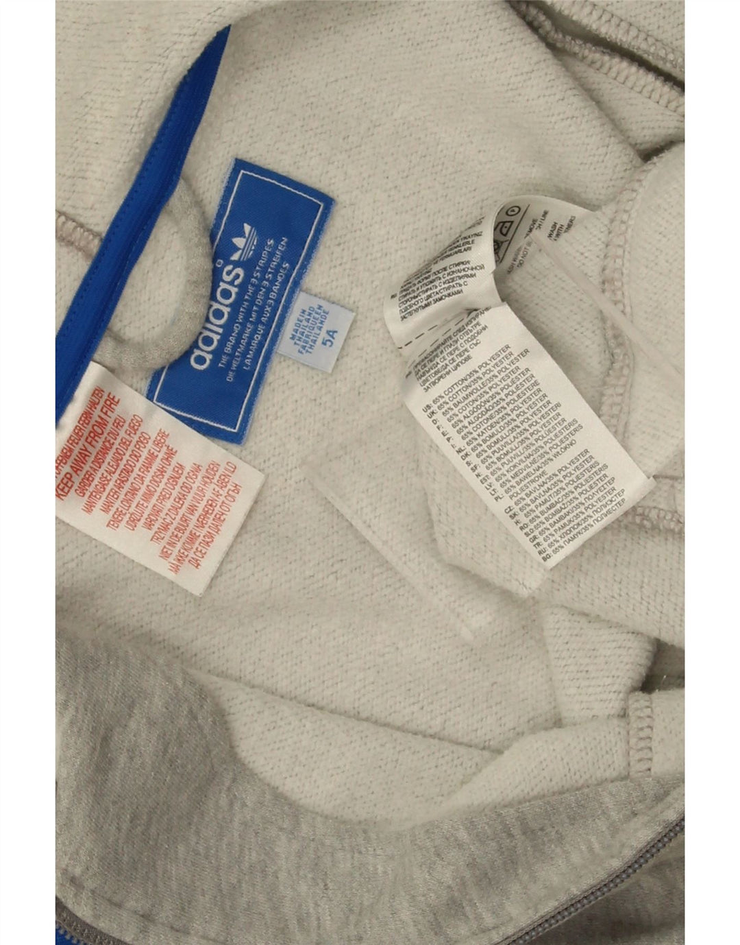 Adidas - Sudadera con capucha y cremallera para niños, 4-5 años, algodón gris