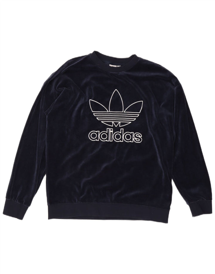 ADIDAS Sudadera con gráfico extragrande para mujer UK 12 Medium Azul marino