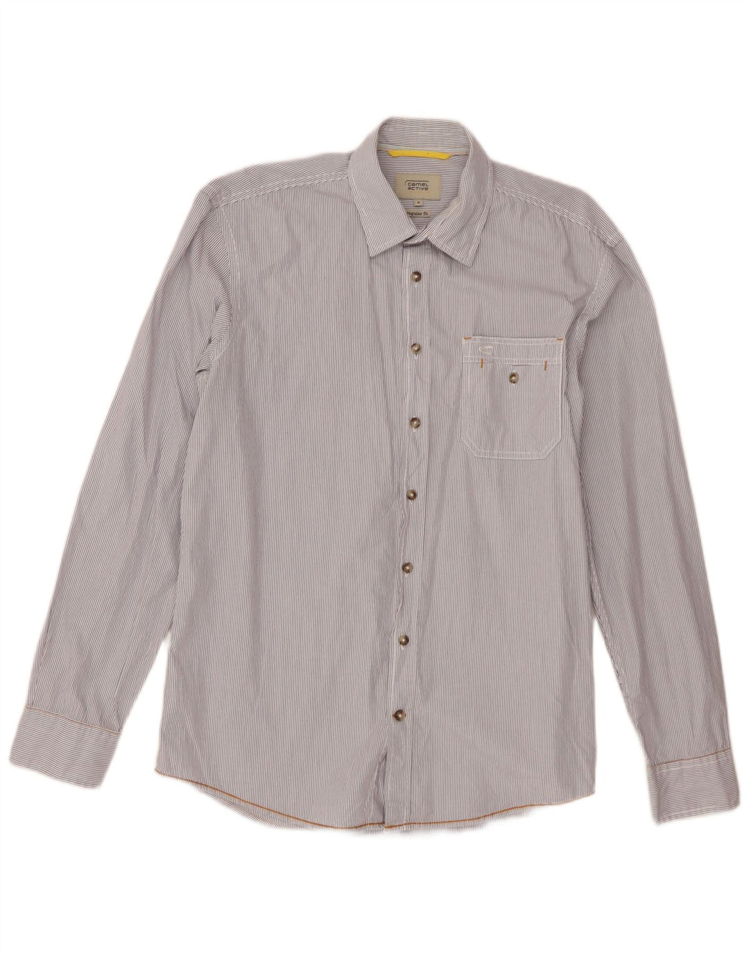 Camisa Camel Active de corte regular para hombre de algodón a rayas blancas medianas