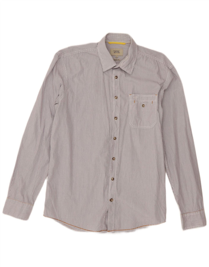 Camisa Camel Active de corte regular para hombre de algodón a rayas blancas medianas