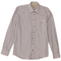Camisa Camel Active de corte regular para hombre de algodón a rayas blancas medianas