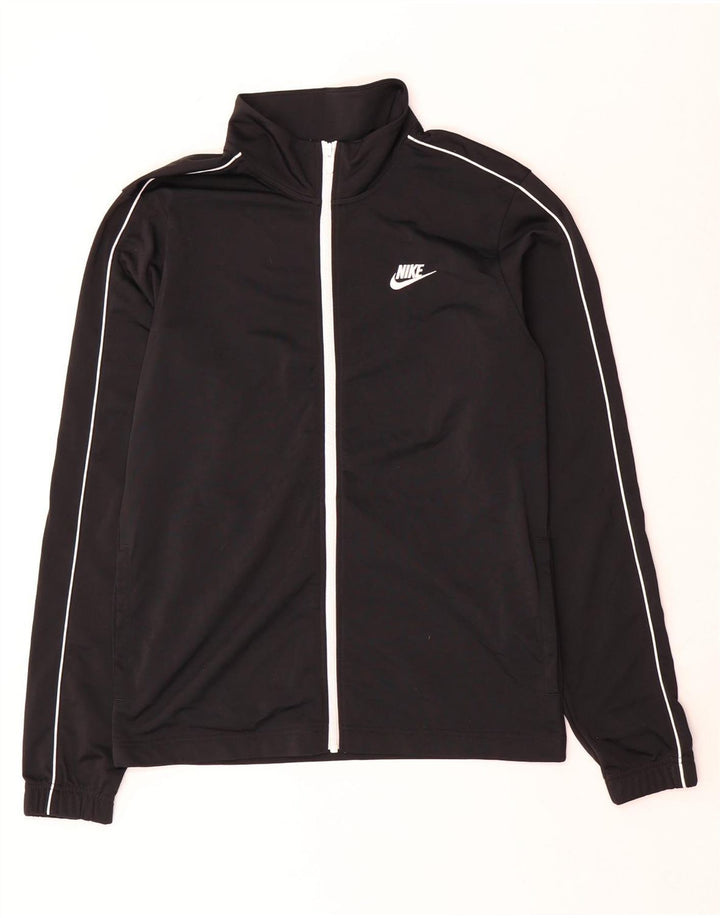 NIKE Mujer Chándal Top Chaqueta UK 10 Small Negro Poliéster