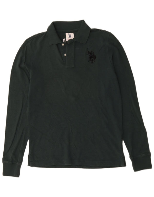 Asociación de Polo de EE. UU. Camisa Estampada De Manga Larga De Algodón Verde Pequeño Hombre