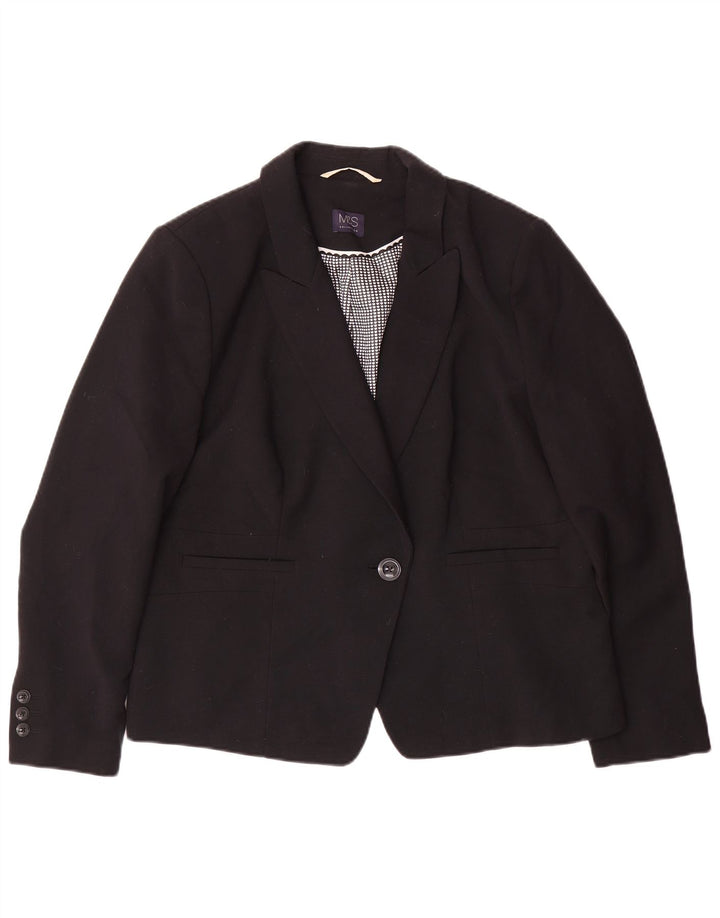Marks & Spencer Chaqueta tipo blazer con 1 botón para mujer UK 20 2XL Poliéster negro