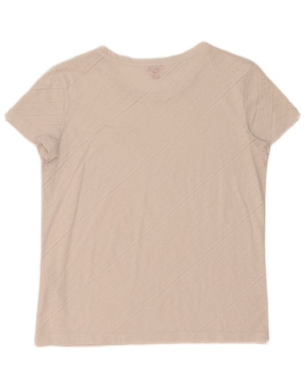 Guess Camiseta gráfica para mujer Top UK 10 Small Off White