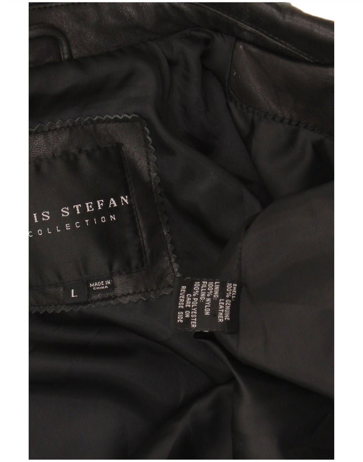 VINTAGE Chaqueta de cuero para mujer Reino Unido 16 Cuero negro grande