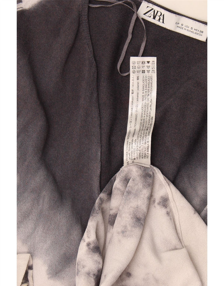 Zara Mujer Maxi Vestido Extragrande UK 40 Pequeño Gris Tie Dye Viscosa