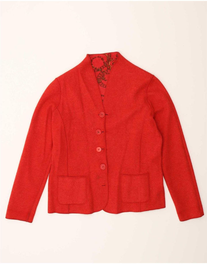 Vintage mujer patrón abstracto chaqueta blazer reversible Reino Unido 14 rojo medio