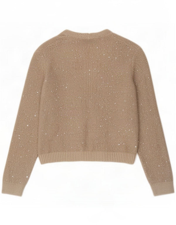 Zara Jersey corto tipo cárdigan para mujer UK 46 Large Beige Poliéster moteado