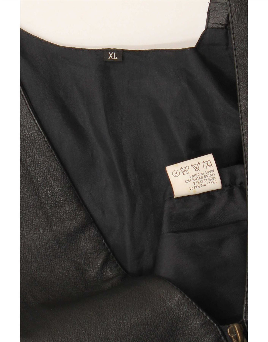Chaleco de cuero vintage para hombre XL negro