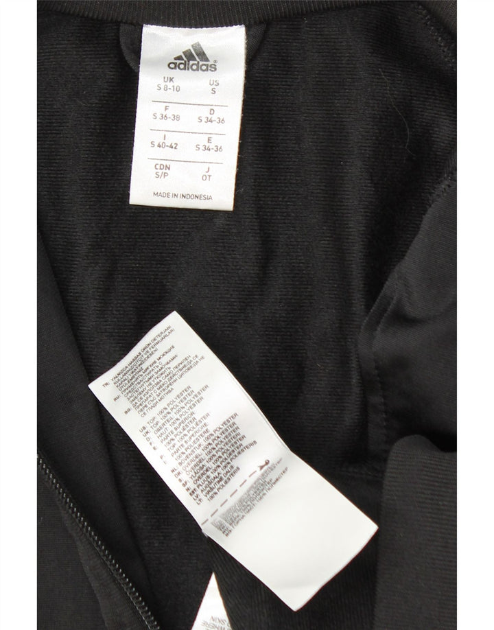 Adidas - Chaqueta de chándal gráfica para mujer, talla 8/10, poliéster negro pequeño