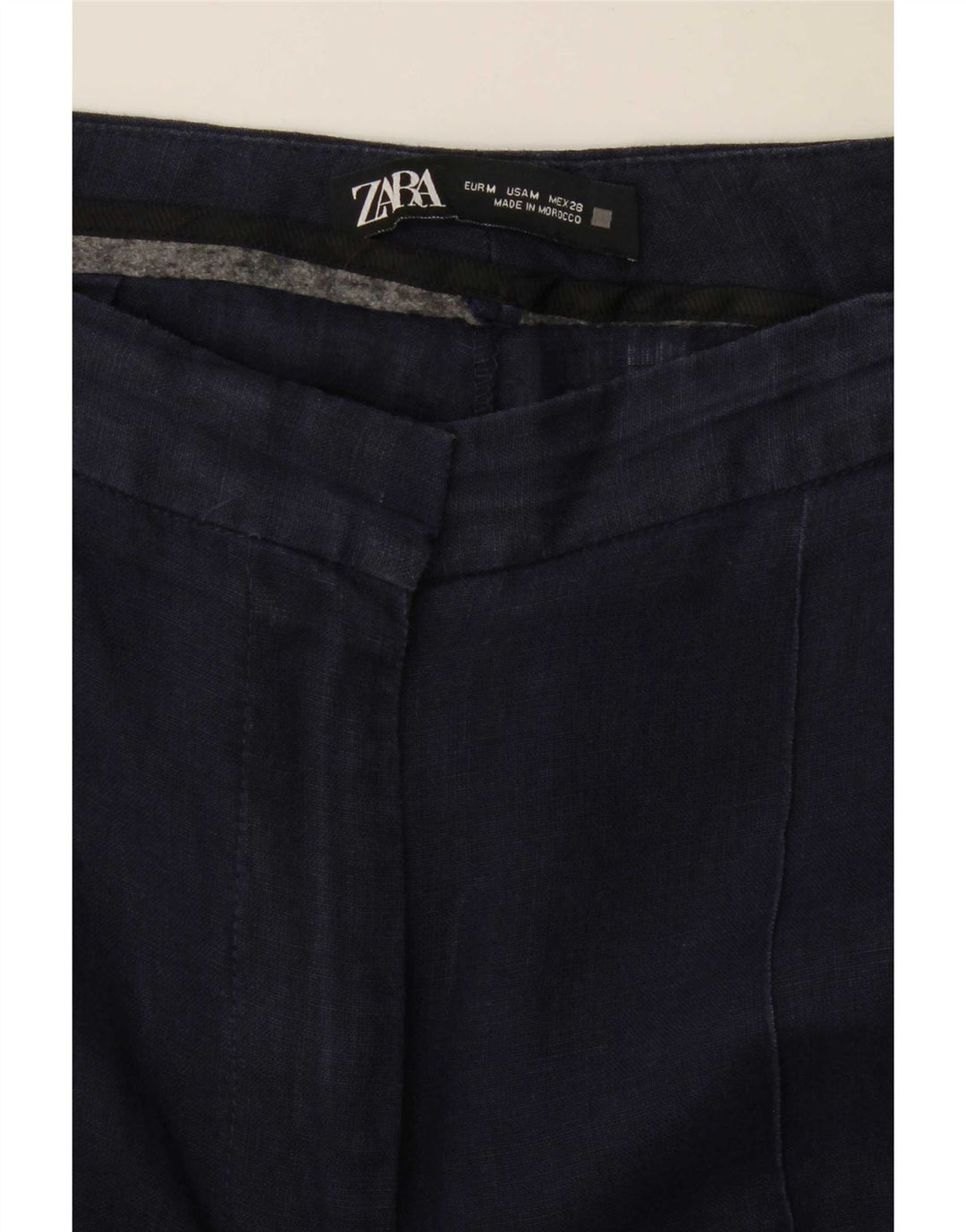 Zara Mujer Pantalón Chino Recto Mediano W30 L31 Azul Marino