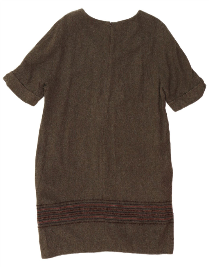 MASSIMO DUTTI Vestido recto para mujer UK 44 Grande Lana a rayas caqui