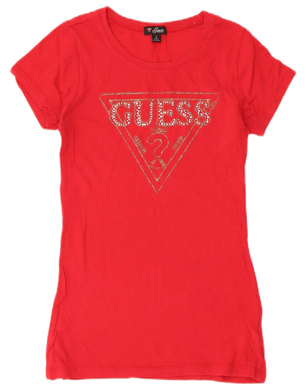 Guess Camiseta gráfica para mujer Top UK 6 XS Algodón rojo