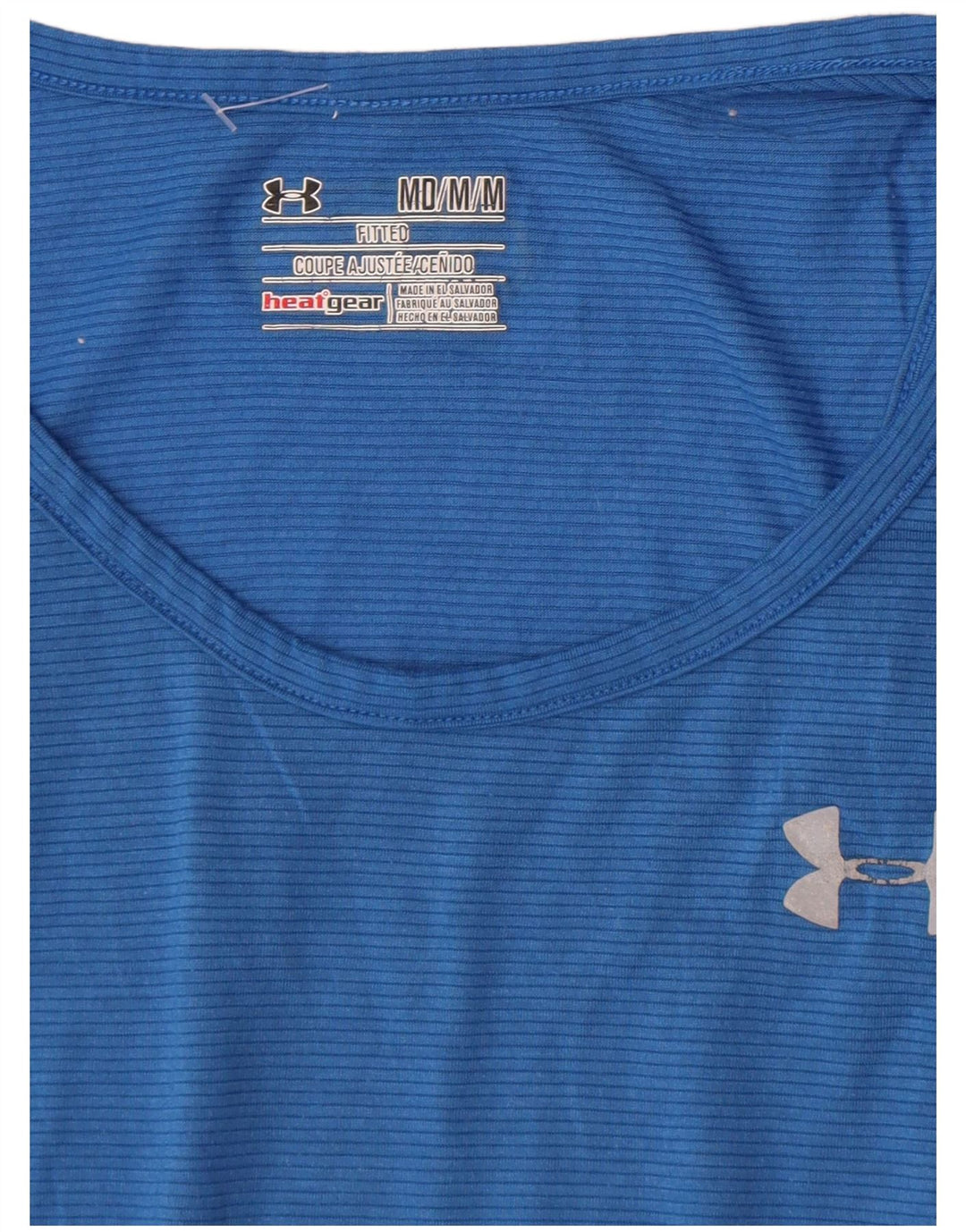 Under Armour Camiseta sin mangas Heat Gear para hombre con rayas azules medianas