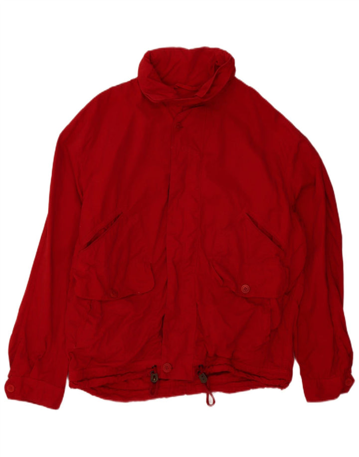 Vintage hombres con capucha chaqueta utilitaria Reino Unido 42 XL rojo