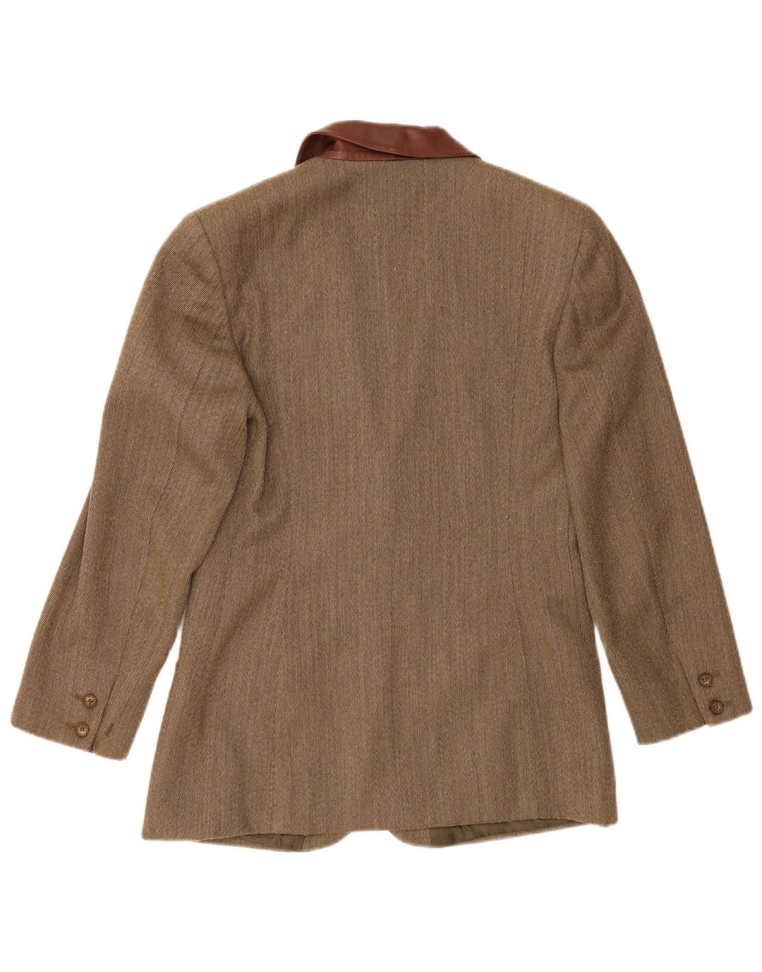 Vintage mujer 2 botones Blazer chaqueta Reino Unido 14 medio caqui espiga