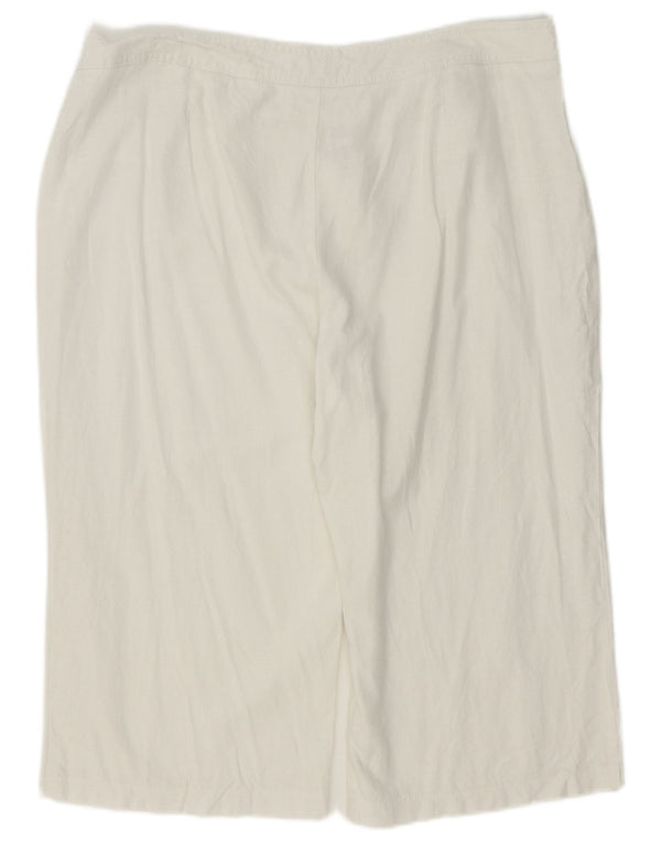 Marks & Spencer Bermudas para Mujer UK 18 XL W38 Lino Blanco