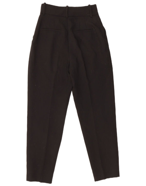 Zara Mujer Pantalón Chino Tapered XS W24 L26 Poliéster Negro