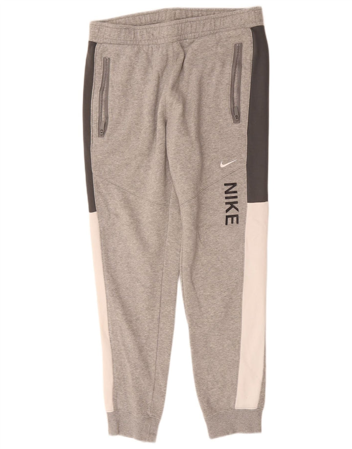 Nike Hombre Pantalones De Chándal Gráfico Joggers De Algodón Color Block Gris Medio