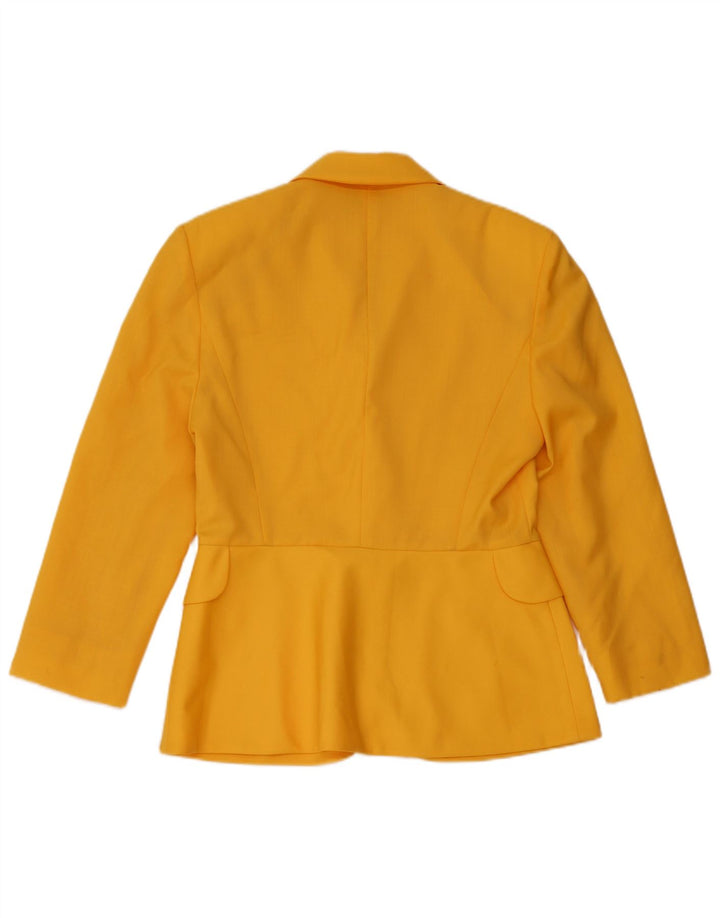 Vintage mujer 1 botón Blazer chaqueta IT46 lana amarilla grande