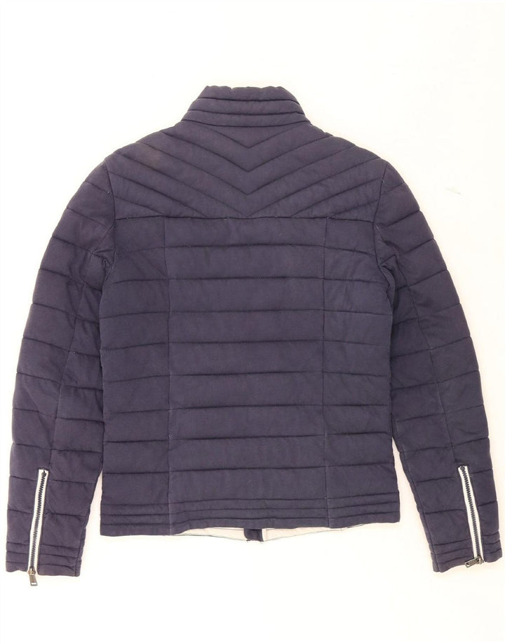 GUESS Womens Padded Jacket UK 14 Medium Navy Blue Polyurethane Vintage Guess and Second-Hand Guess from Messina Hembry 