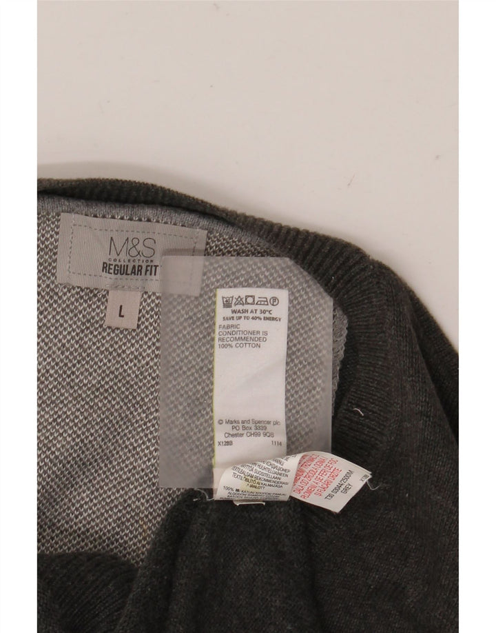 Marks & Spencer Jersey Regular Fit con Cuello en V para Hombre Algodón Gris Grande