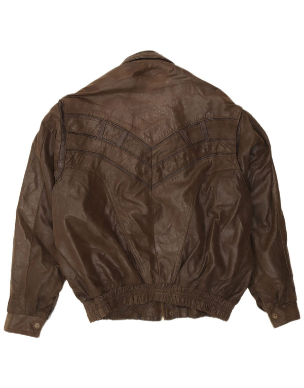 Chaqueta de cuero vintage para hombre Reino Unido 42 XL cuero marrón