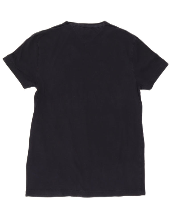 Tommy Hilfiger Camiseta gráfica extra delgada para hombre Top pequeño de algodón azul marino
