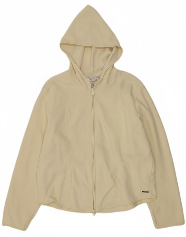 Calvin Klein Jeans Chaqueta polar con capucha para mujer UK 18 XL Poliéster blanco roto