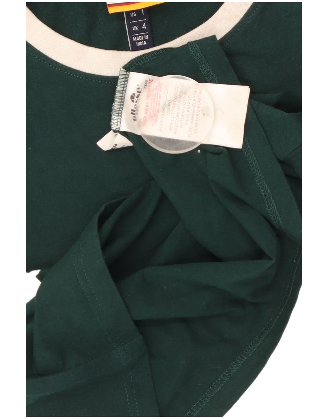 ELLESSE Camiseta corta con gráfico para mujer UK 4 XS Algodón verde