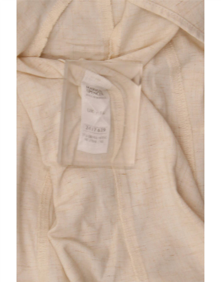 Marks & Spencer Womens 4 Button Blazer Jacket UK 16 Large Beige Viscose
