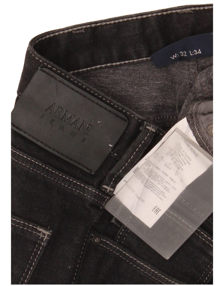 Armani Mens Slim Jeans W32 L34 Algodón Negro