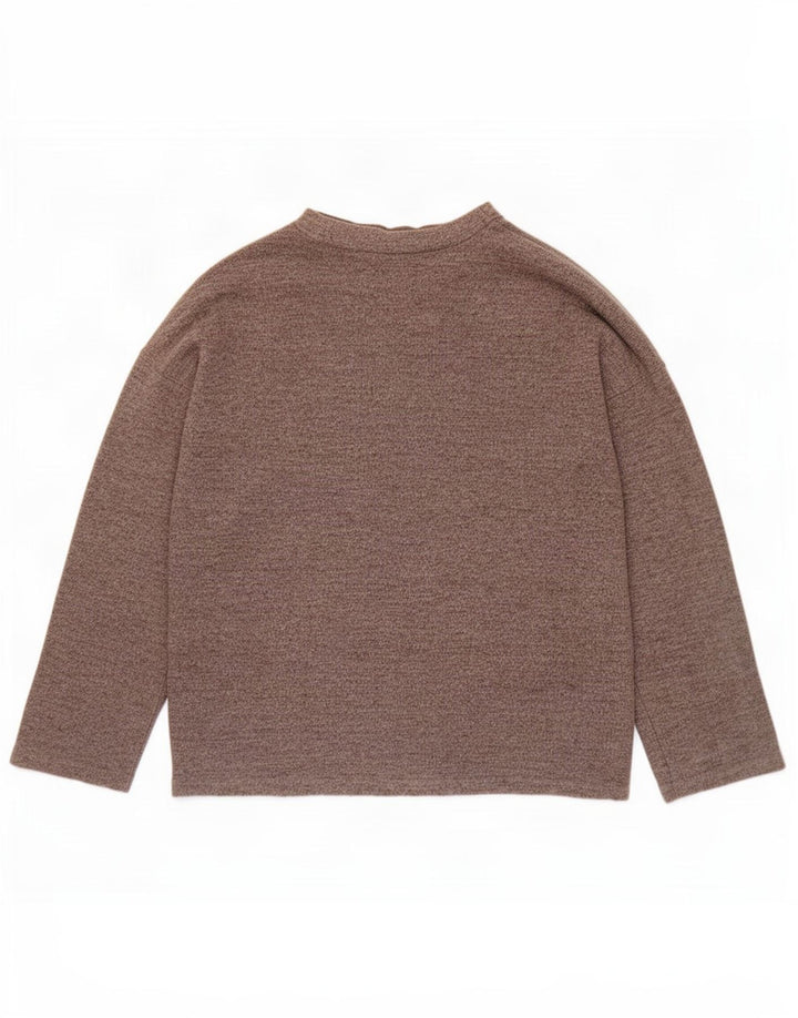 Zara Mujer Suéter De Cuello Redondo De Gran Tamaño UK 10 Pequeño Poliéster Gris