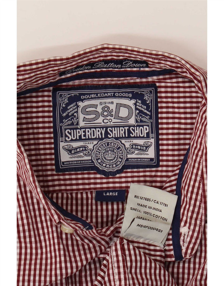 Superdry Camisa Grande De Algodón A Cuadros Rojo Para Hombre