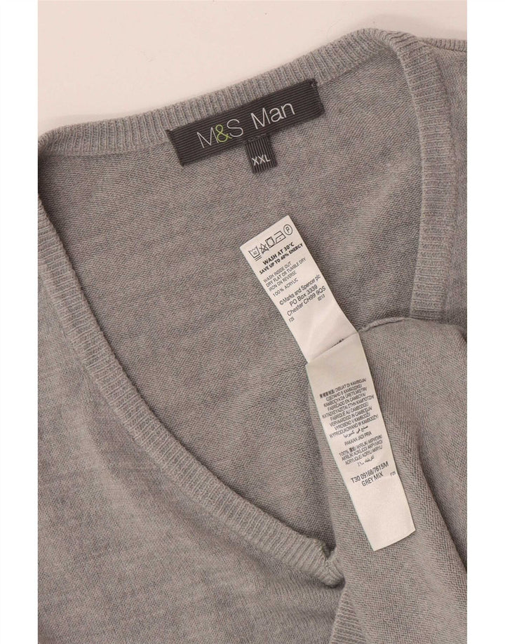 Marks & Spencer Suéter con Cuello en V para Hombre 2XL Acrílico Gris Gris