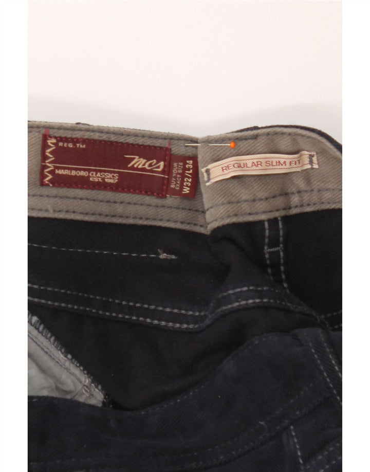 MARLBORO CLASSICS Pantalones casuales de corte regular para hombre W32 L28 Azul marino