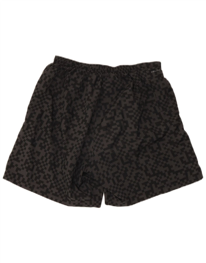 Nike Dri Fit - Pantalones cortos deportivos para hombre, poliéster geométrico, color negro